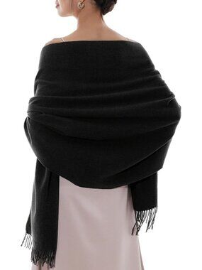 Women's Black Wedding Bridal Scarf Pashmina Shawls Long Large Scarves